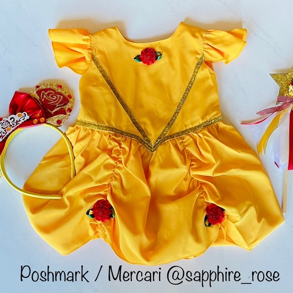 @sapphire_rose Other - Belle Beauty & the Beast Toddler Girls 1 piece + Headband & Magic Wand Birthday